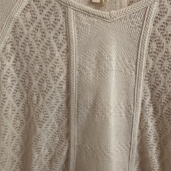 Anthropologie Meadow Rue Whispering Winds Cream Hooded Lightweight Sweater Top L - Picture 7 of 8